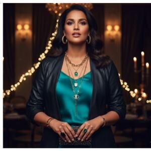 Avenue Faux Leather Blazer Jacket Teal Size 18/20 Plus Open Front Women’s EUC